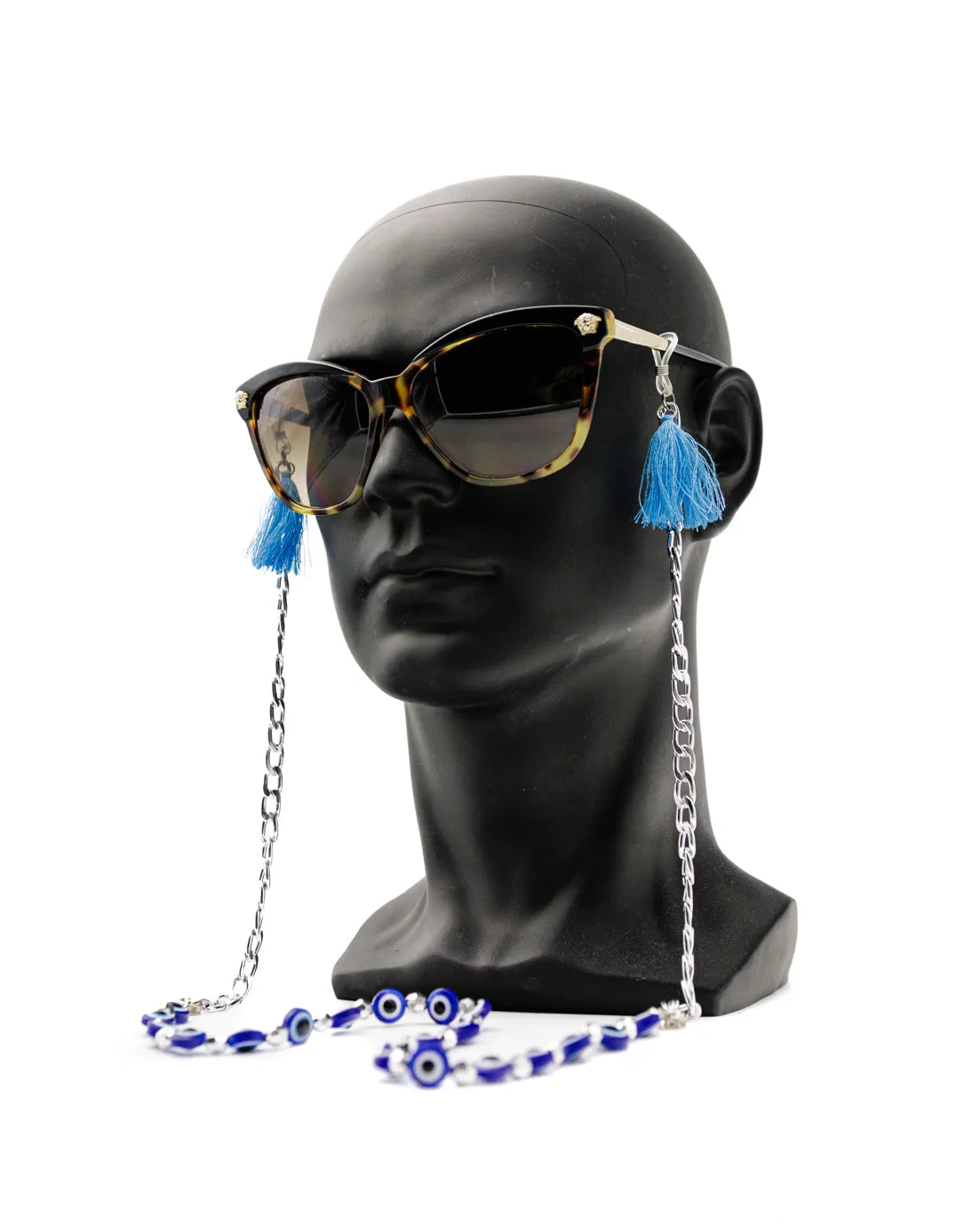 Elegant Blue Eyes Sunglasses Stainless Steel Chain for Women