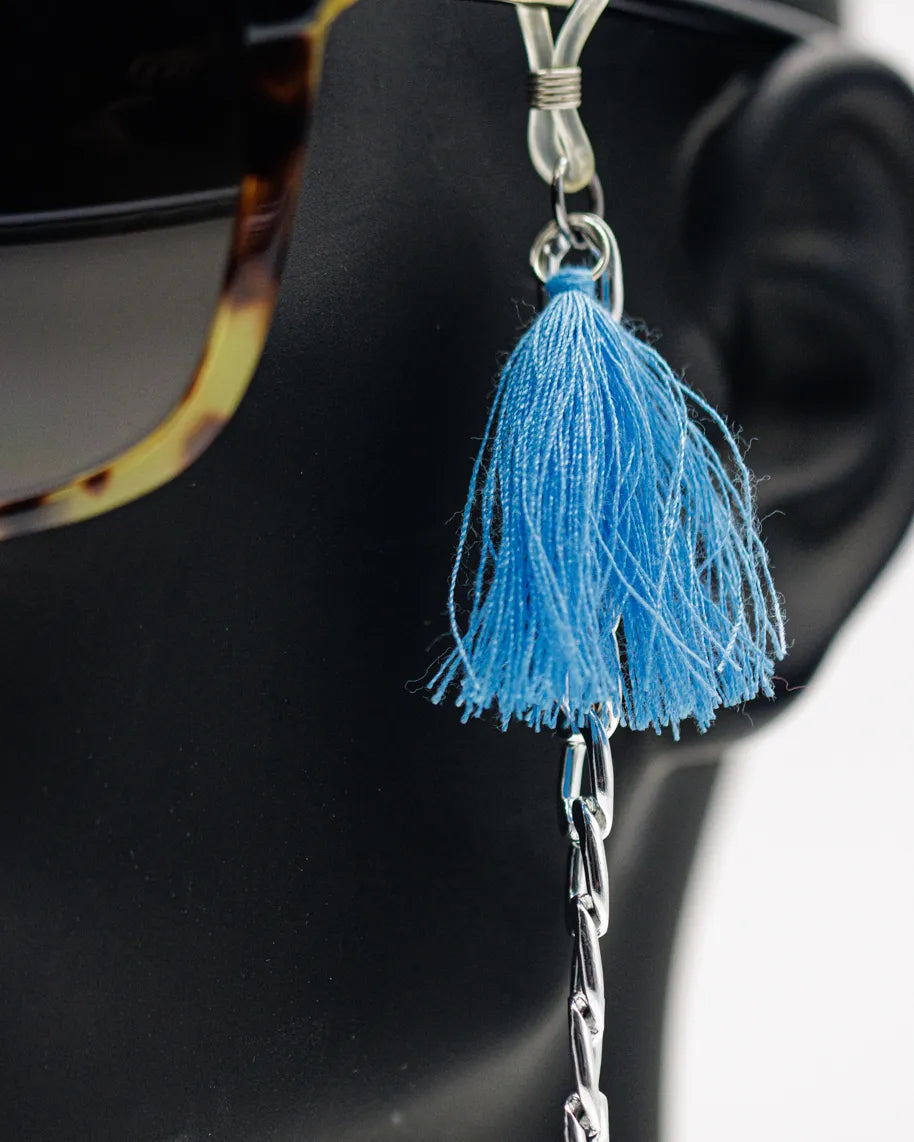 Elegant Blue Eyes Sunglasses Stainless Steel Chain for Women