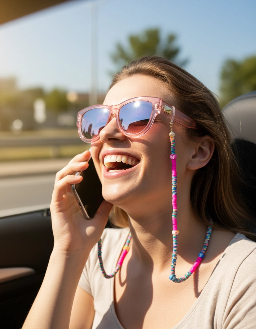 Casual Candy Colors Sunglasses Chain for Women