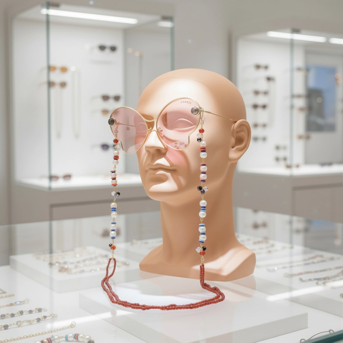 Chic Elegance: Colorful Pearl Spectacle Chain for Trendsetting Women