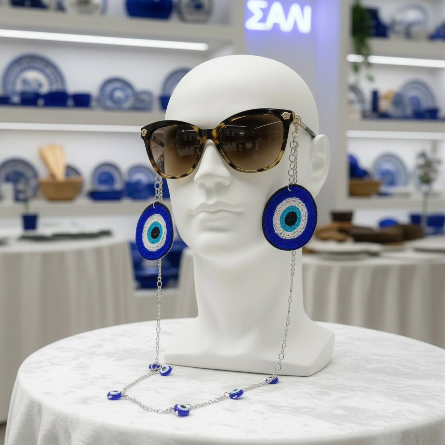 Elegant Evil Eyes Sunglasses stainless steel Chains/Straps for Women