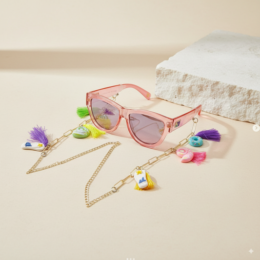 Casual Beach Time Sunglasses Stainless Steel Chain for Women