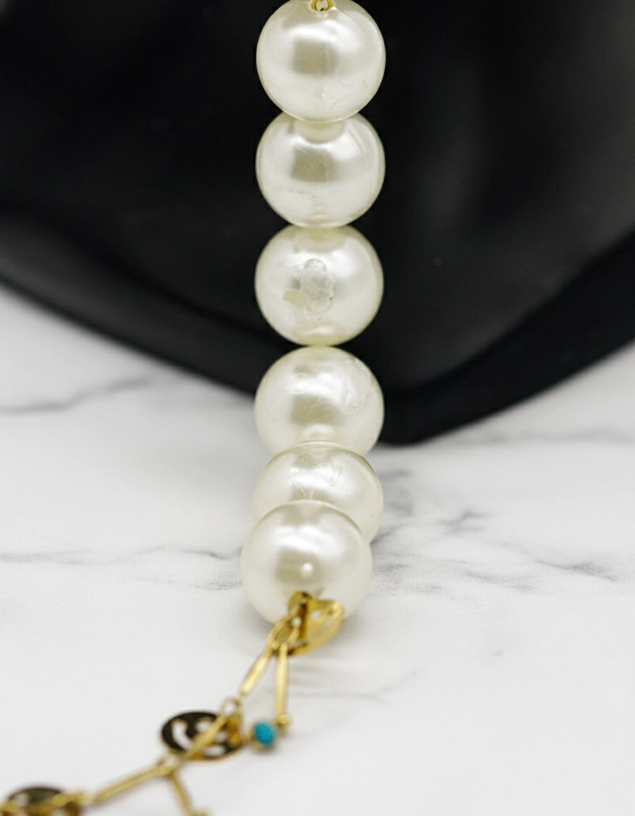 Elegant Gold and Pearl Sunglasses Stainless Steel Chain for Women