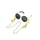 Elegant Golden Eye Sunglasses Stainless Steel Chain for Women