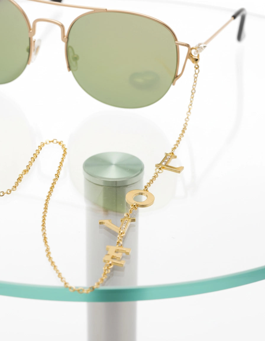 Golden Love Elegant Stainless Steel Eyewear Chain for Women