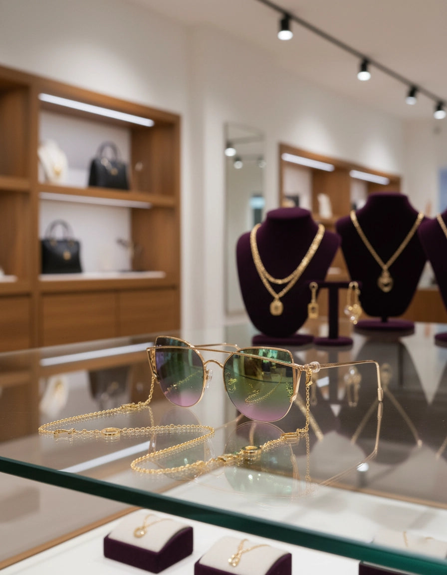 Golden Love Elegant Stainless Steel Eyewear Chain for Women