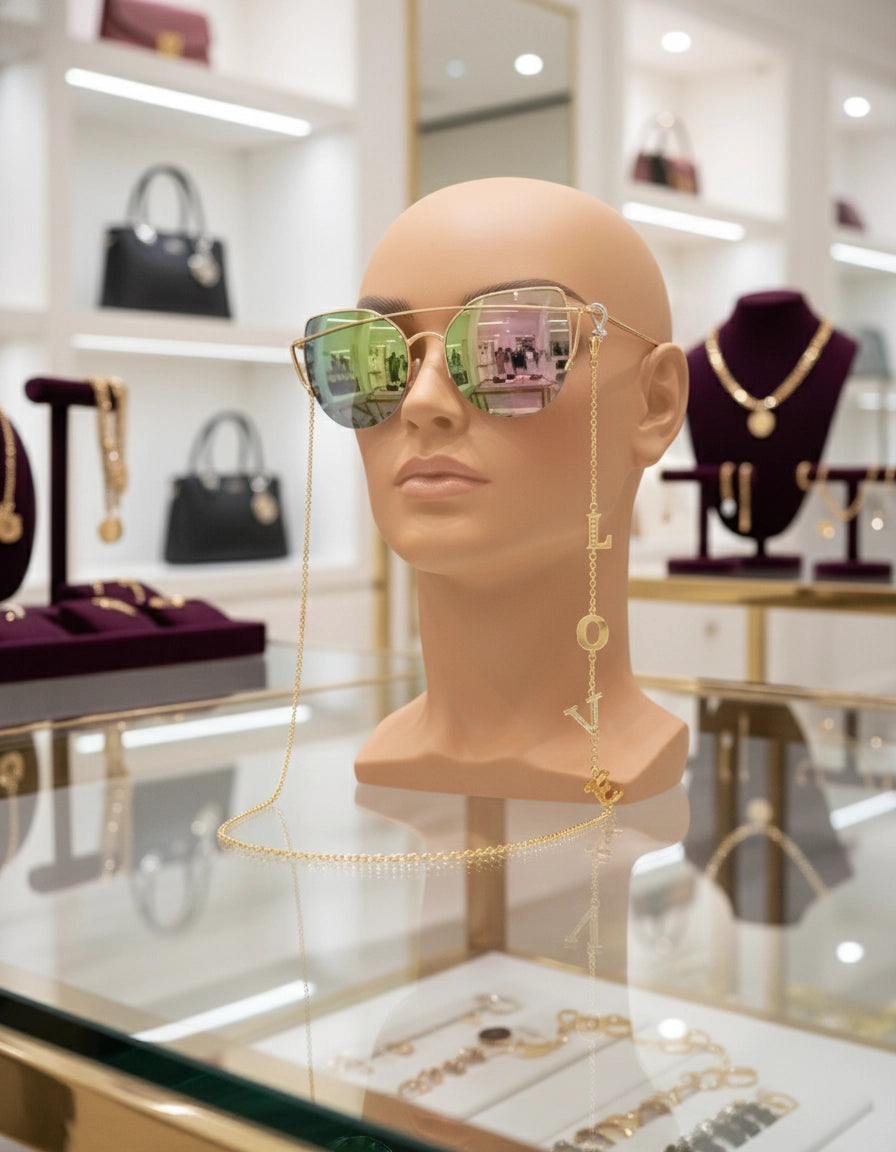 Golden Love Elegant Stainless Steel Eyewear Chain for Women