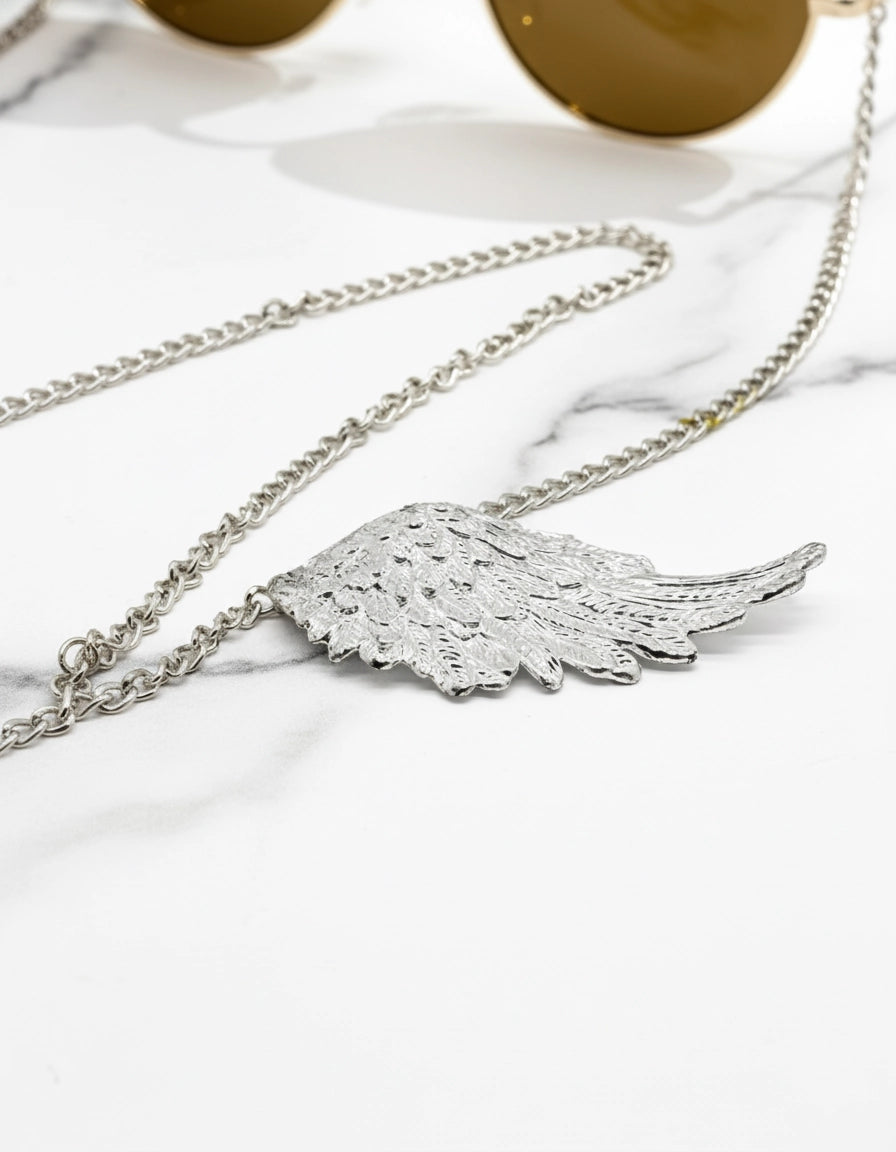 Heavenly Halo Stainless Steel Eyewear Elegant Chain with Angel Wings for Women