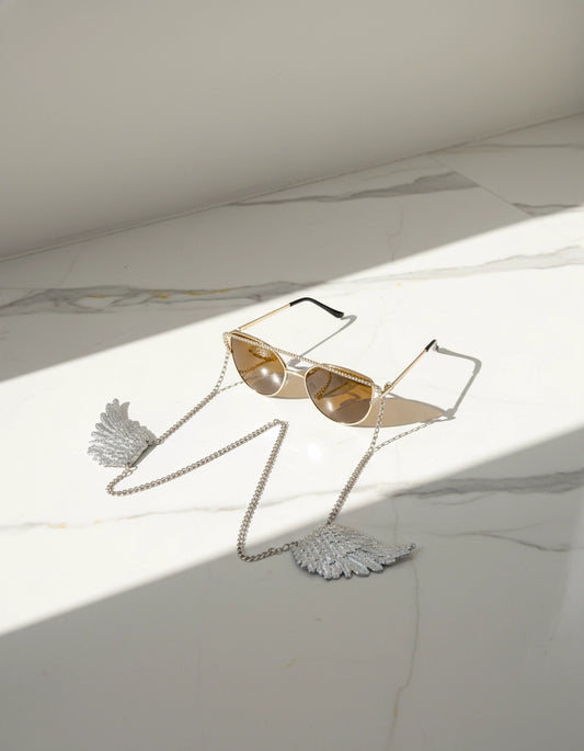 Heavenly Halo Stainless Steel Eyewear Elegant Chain with Angel Wings for Women