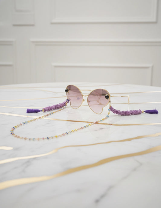 Vibrant Stainless Steel Eyewear Chain with Luxe Purple Embellishments for Women