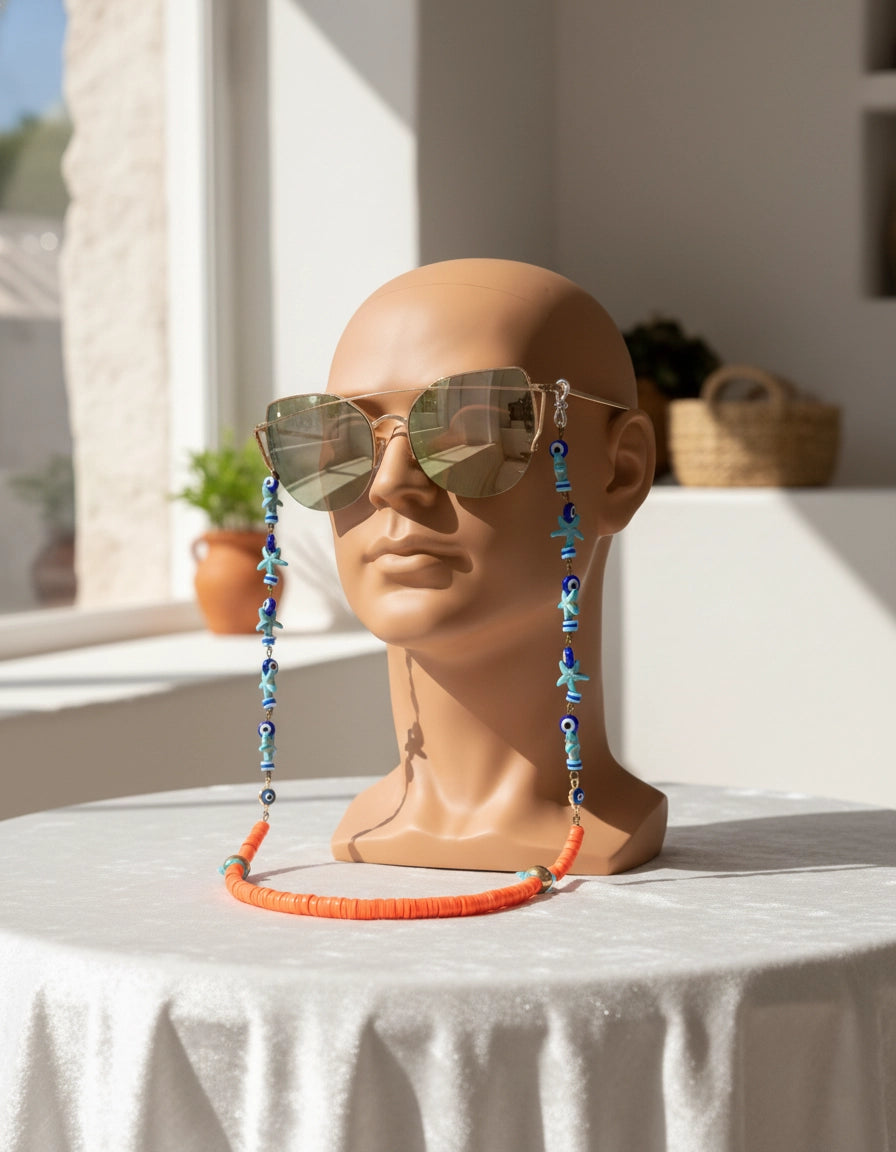 "Mediterranean Handmade Eyewear Chain: Greek Sea Star Accessory