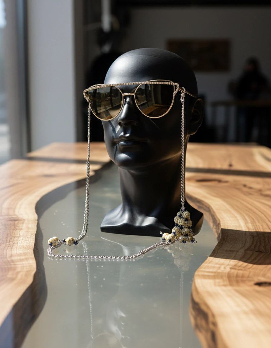 Elegant Pearls & Crystals Stainless Steel Eyewear Chain for Women