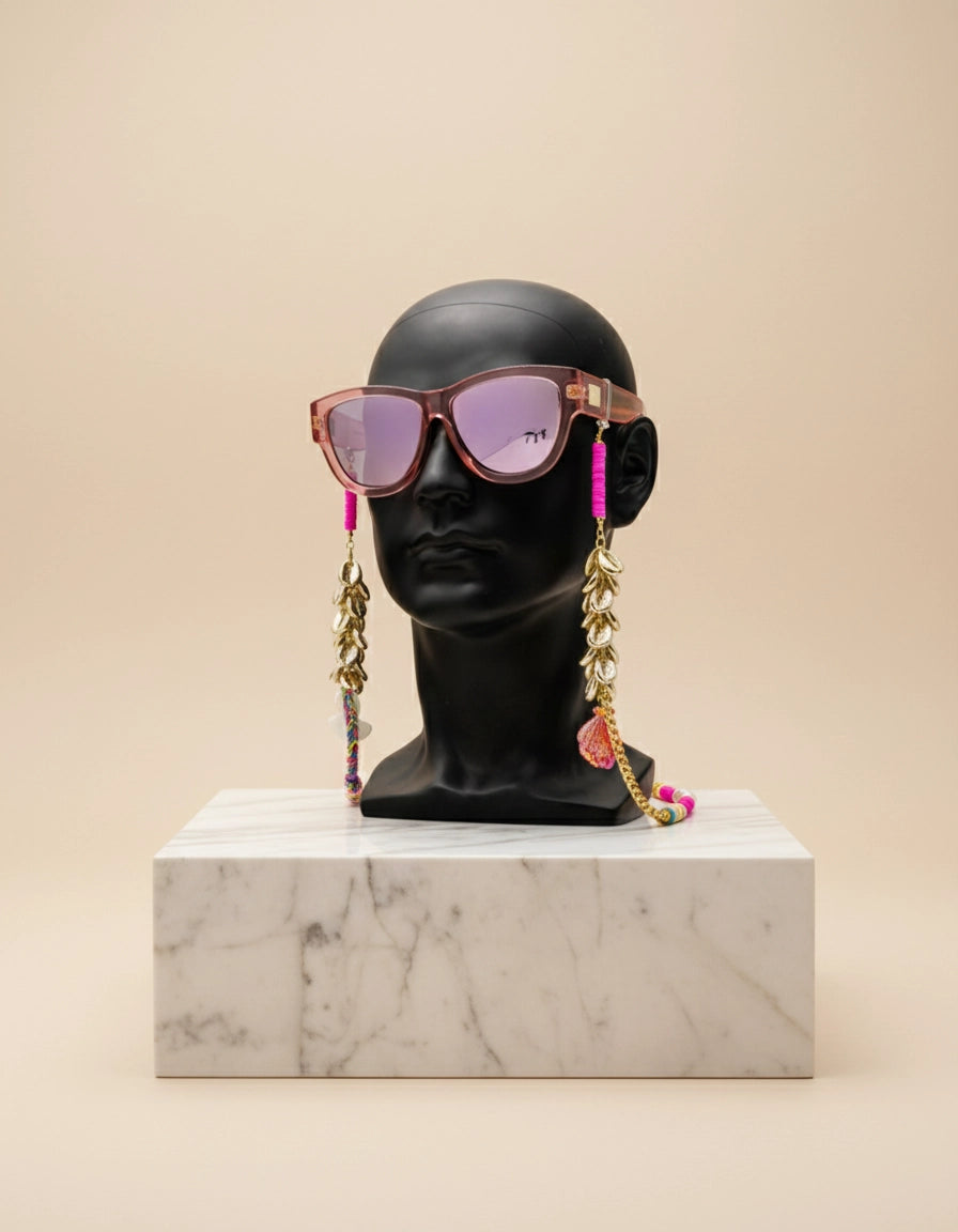 Pink Luxe Eyewear Casual Chain with Gold Coffee Bean Charms for Women