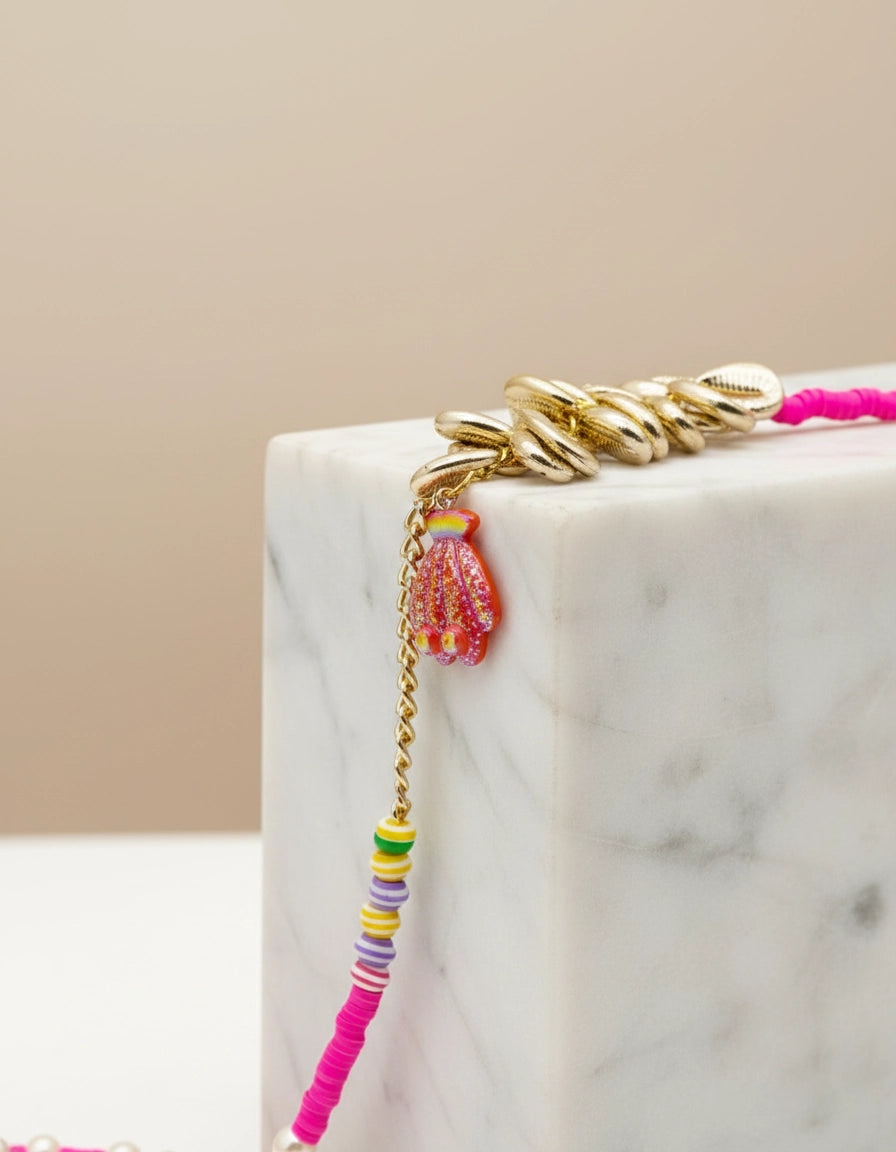 Pink Luxe Eyewear Casual Chain with Gold Coffee Bean Charms for Women