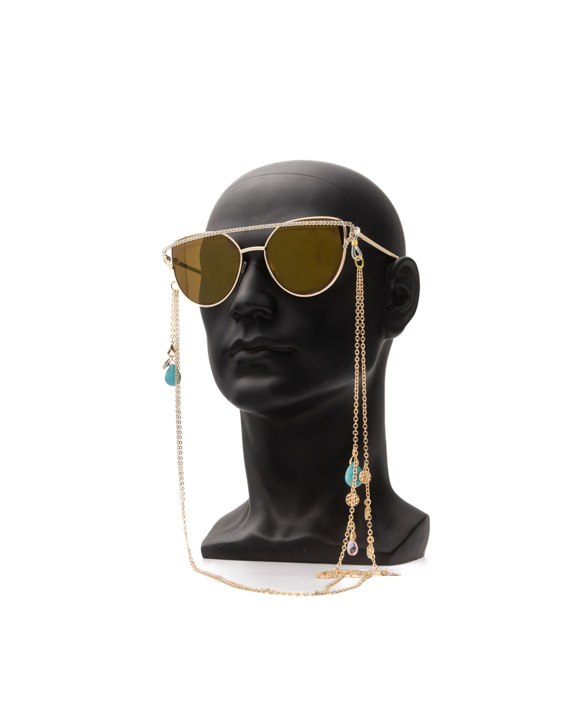 Queen's Secret: Arabian Crystal-Embellished Gold Stainless Steel Eyewear Chain