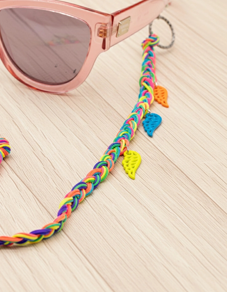 SpectraWings - Rainbow Funky Eyewear Casual Chain with Winged Charms for Women