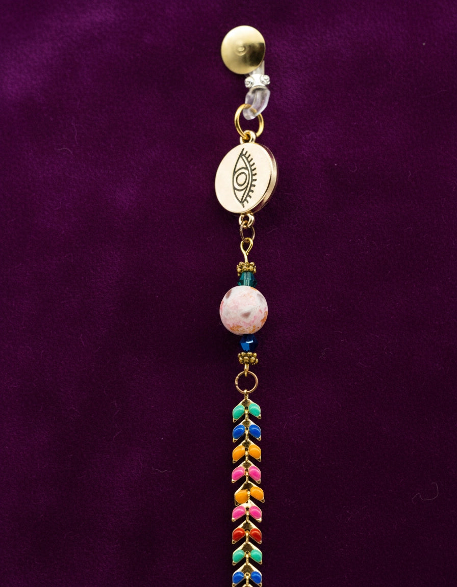 Sunlit Orange Pearls: Unique Handmade Eyewear Chain for Women