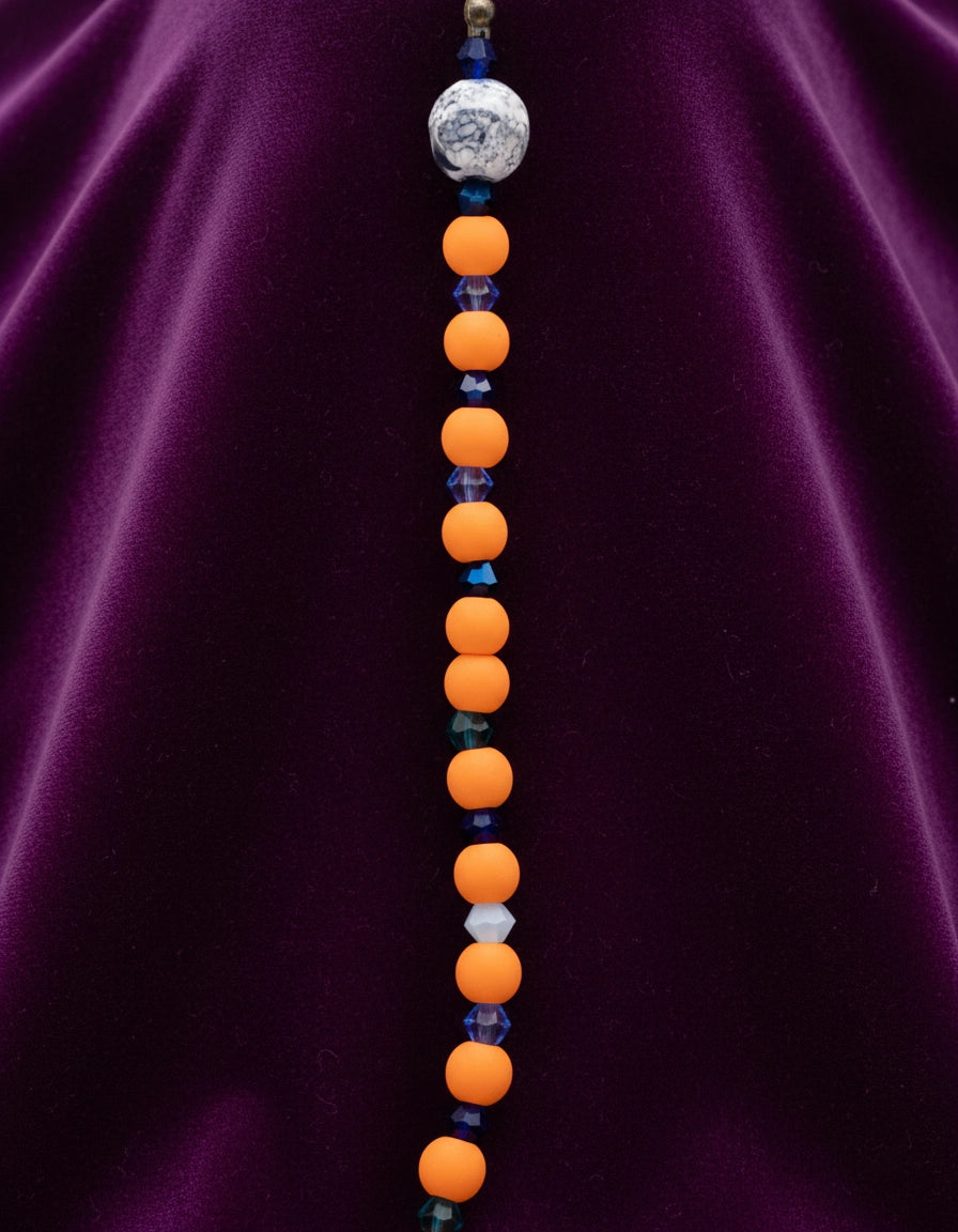 Sunlit Orange Pearls: Unique Handmade Eyewear Chain for Women