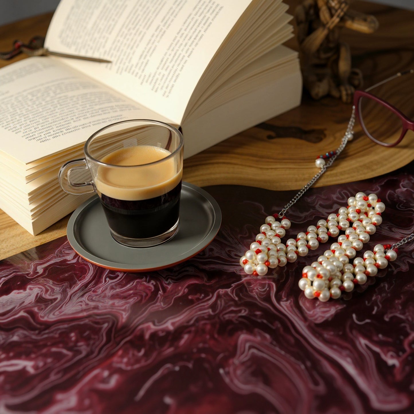 Elegant Radiant White & Red Pearl Eyewear Chain for Women