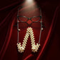 Elegant Radiant White & Red Pearl Eyewear Chain for Women