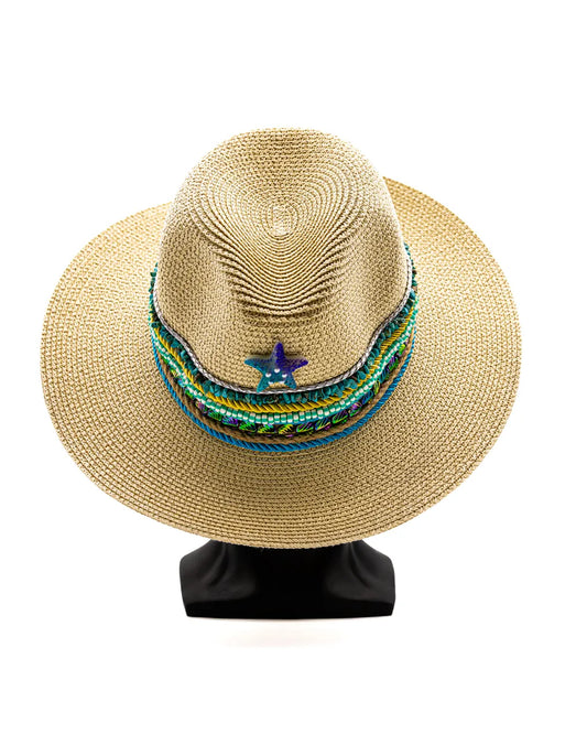 Summer Elegance: 14-inch Beaded Brim Hat