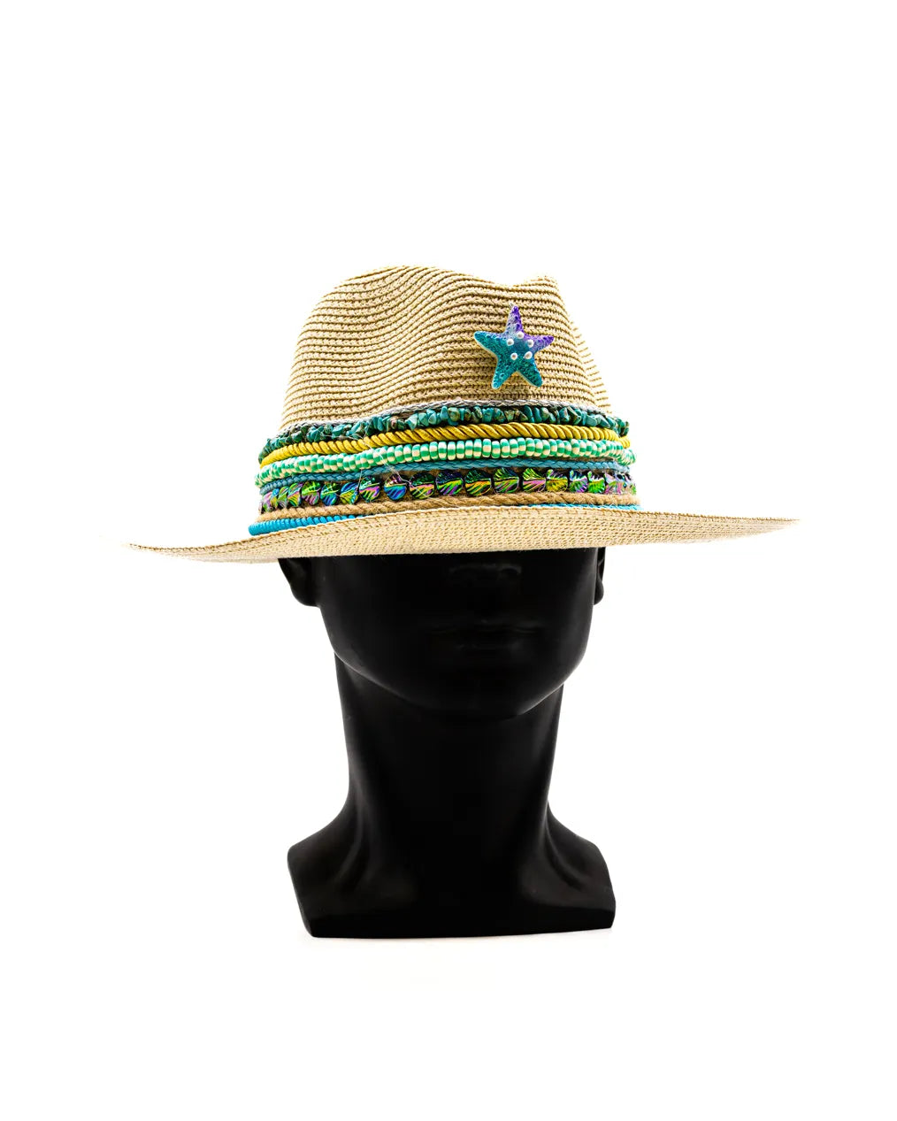 Summer Elegance: 14-inch Beaded Brim Hat