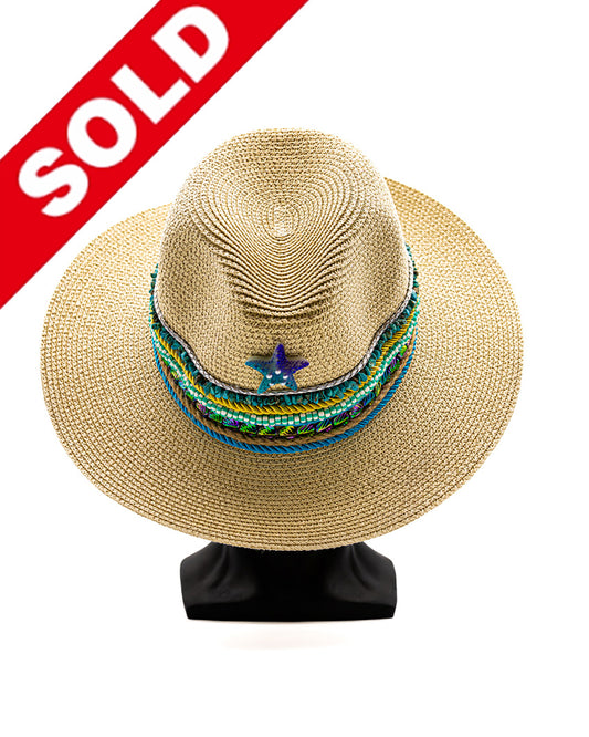 Summer Elegance: 14-inch Beaded Brim Hat