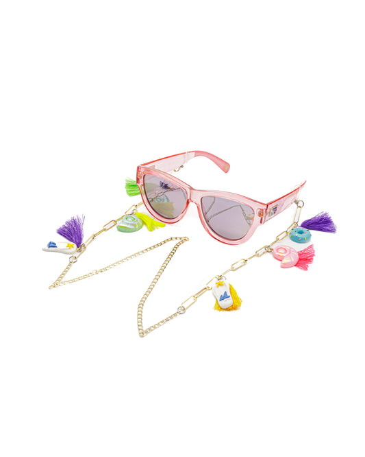 Casual Beach Time Sunglasses Stainless Steel Chain for Women
