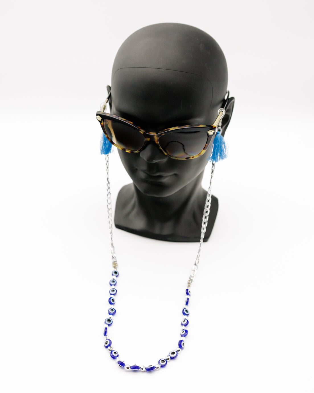 Elegant Blue Eyes Sunglasses Stainless Steel Chain for Women