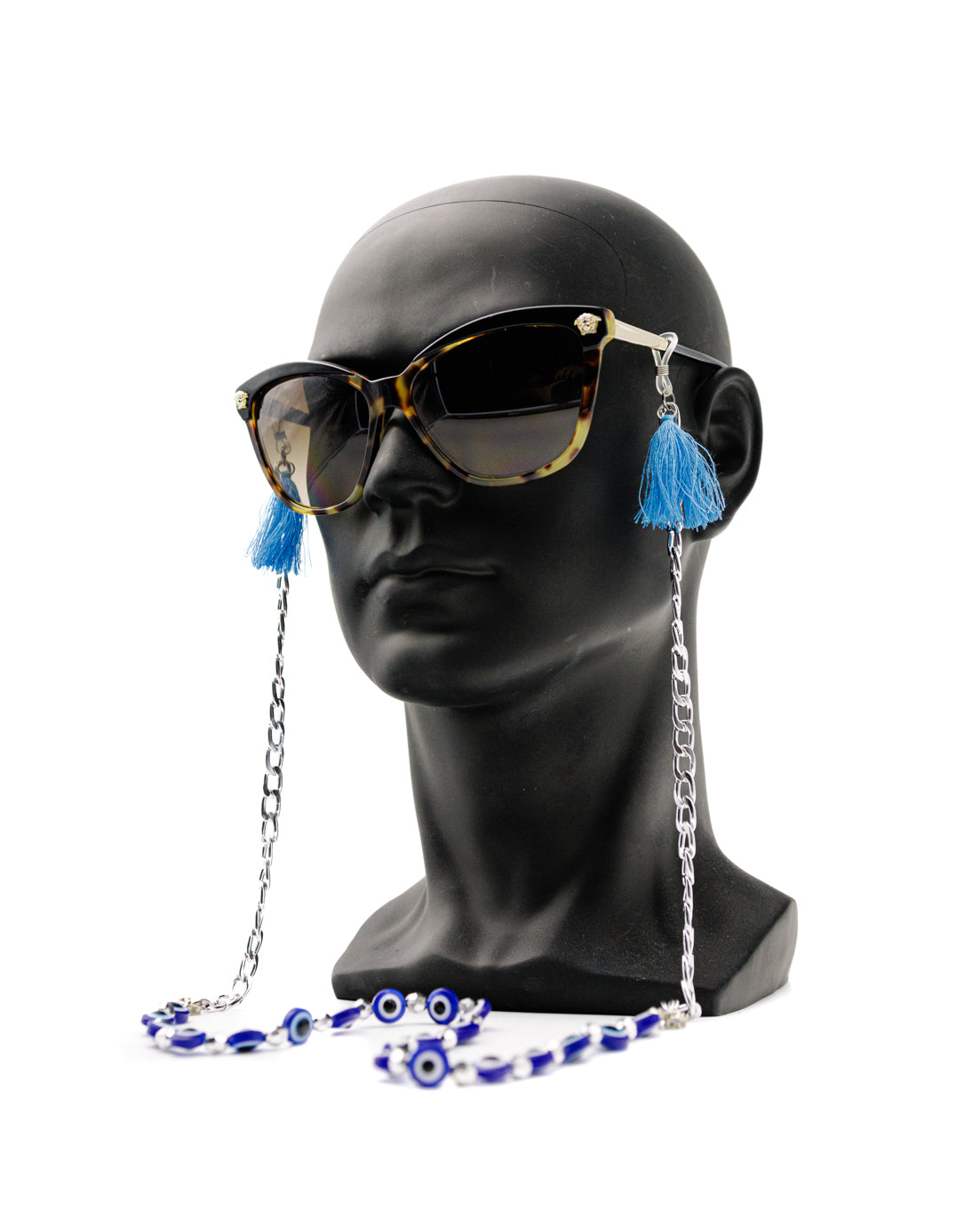 Elegant Blue Eyes Sunglasses Stainless Steel Chain for Women