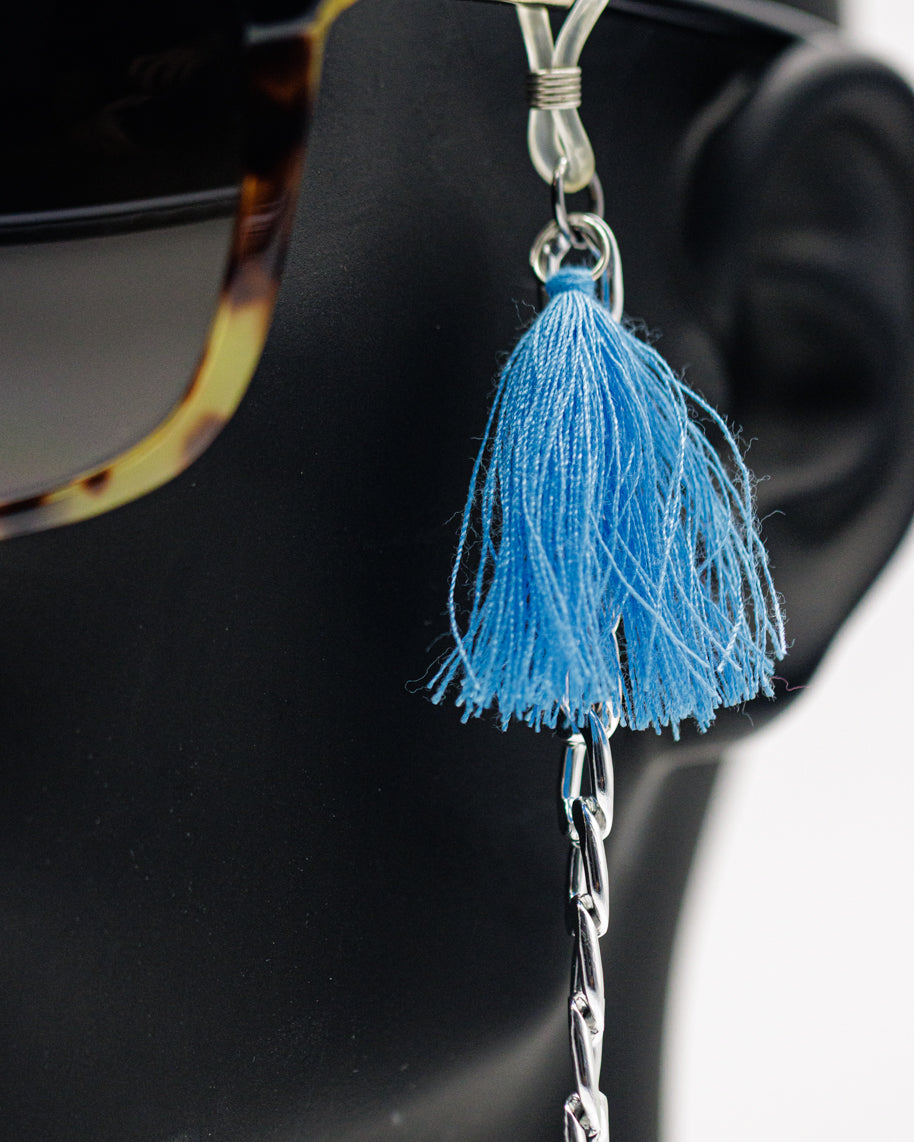 Elegant Blue Eyes Sunglasses Stainless Steel Chain for Women