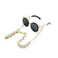 Elegant Gold and Pearl Sunglasses Stainless Steel Chain for Women