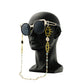 Elegant Golden Eye Sunglasses Stainless Steel Chain for Women