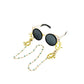 Elegant Golden Eye Sunglasses Stainless Steel Chain for Women
